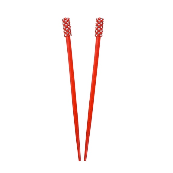 Motique Accessories Set of 2 Plastic Hair Sticks Chopsticks with Colored Studded Tops