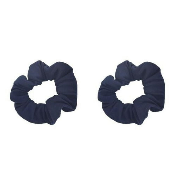 Motique Accessories Set of 2 Solid Cotton Hair Scrunchies for Adult Women (Navy Blue) Pony Scrunchy