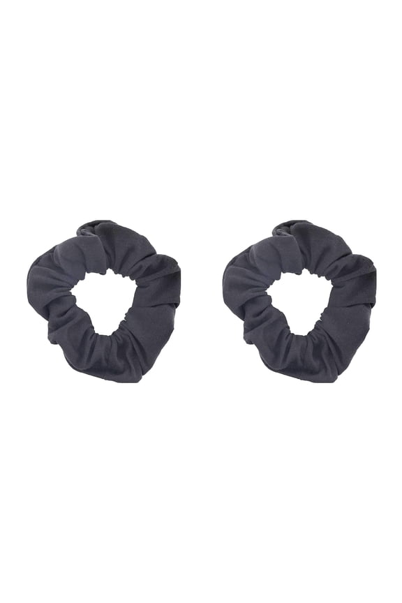 Set of 2 Solid Hair Scrunchies for Adult Women (Dark Grey)