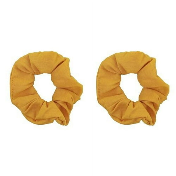 Motique Accessories Set of 2 Solid Hair Scrunchies for Adult Women (Mustard)