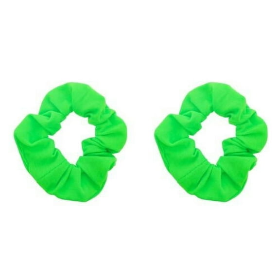 Motique Accessories Set of 2 Solid Hair Scrunchies for Adult Women (Neon Green)