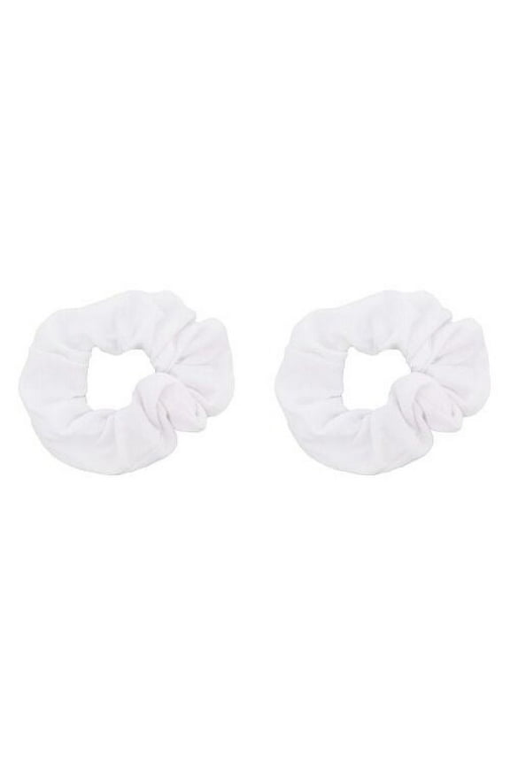 Set of 2 Solid Hair Scrunchies for Adult Women (White)