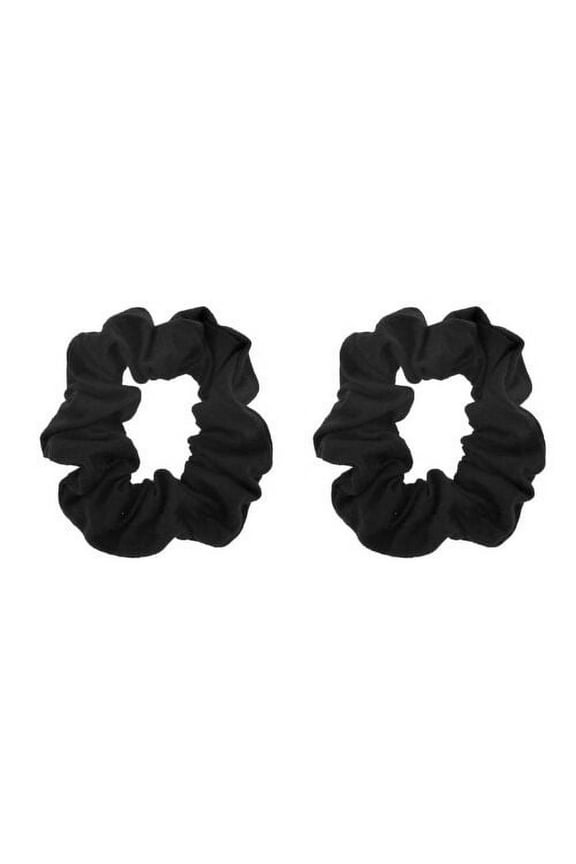 Set of 2 Solid Hair Scrunchies for Adult Women and Girls (Black)