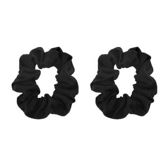 Motique Accessories Set of 2 Solid Hair Scrunchies for Adult Women and Girls (Black)