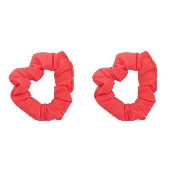 Motique Accessories Set of 2 Solid Hair Scrunchies for Adult Women and Girls (Coral) Pony Scrunchy