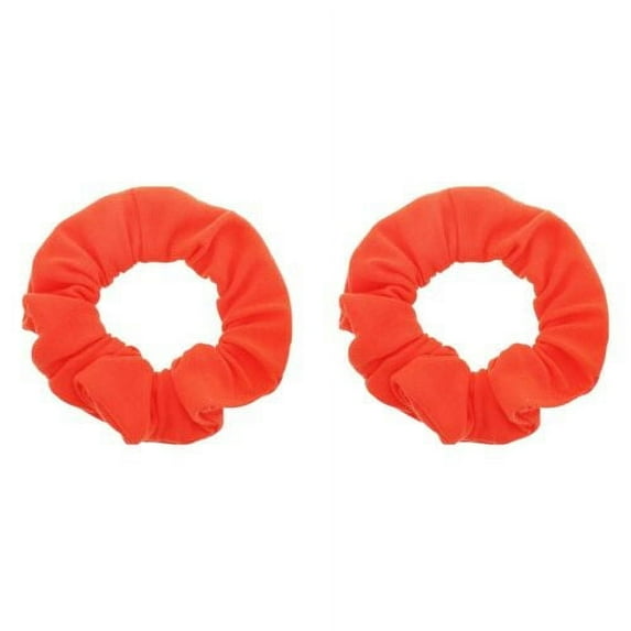 Motique Accessories Set of 2 Solid Hair Scrunchies for Adult Women and Girls (Neon Orange)