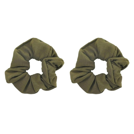 Motique Accessories Set of 2 Solid Hair Scrunchies for Adult Women and Girls (Olive Green)