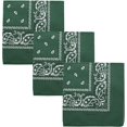 thumbnail image 1 of Motique Accessories Set of 3 Paisley Bandanas – 100% Cotton - Hunter Green, 1 of 6