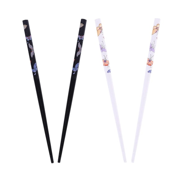 Motique Accessories 4Hair Sticks Hair Chopsticks, Butterflies, for All Adults-Black & White One Size