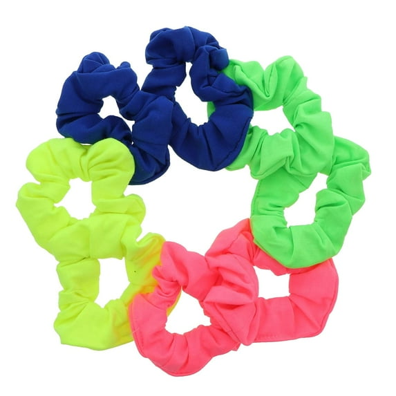 Motique Accessories Set of 8 Neon Color Solid Scrunchies Hair Scrunchy - Pink Yellow Green Royal