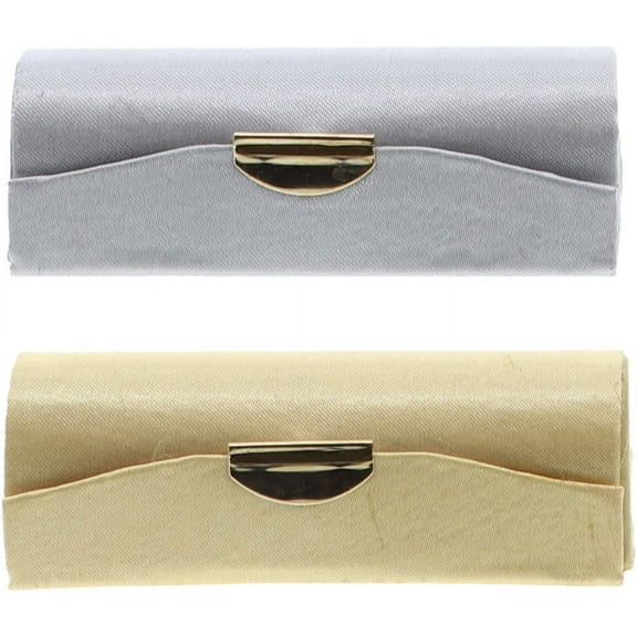 Motique Accessories Silver & Gold Satin Ladies Lipstick Case With Mirror Holder Set of 2