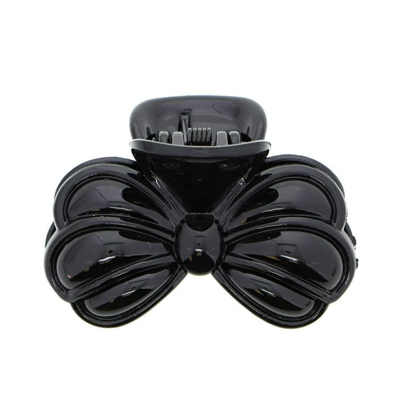 Motique Accessories Small Bow Shaped Jaw Hair Clip with Strong Springs-Black