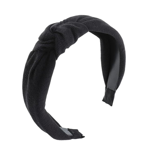 Motique Accessories Soft Textured Cotton Knot Headband Wide Turban Headband (Black)