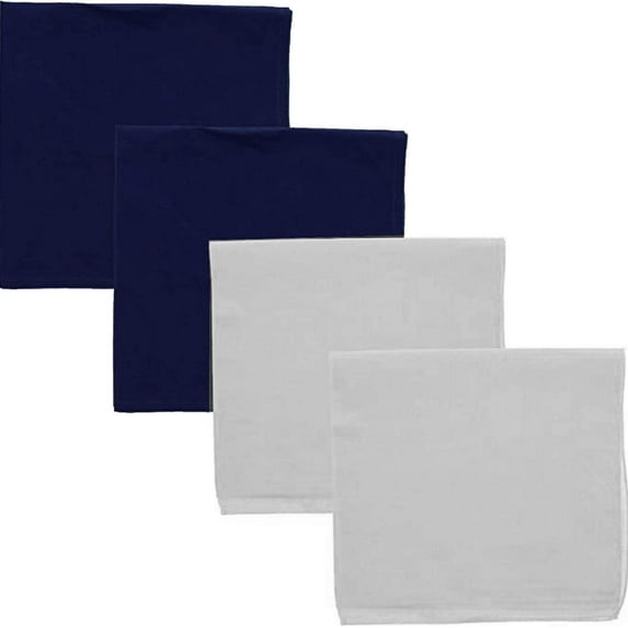 Motique Accessories Solid Color Bandana - Set of 4 (Navy White)