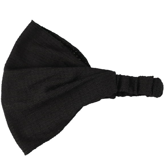 Motique Accessories Solid Headwrap with Delicate Design (Black, Medium)