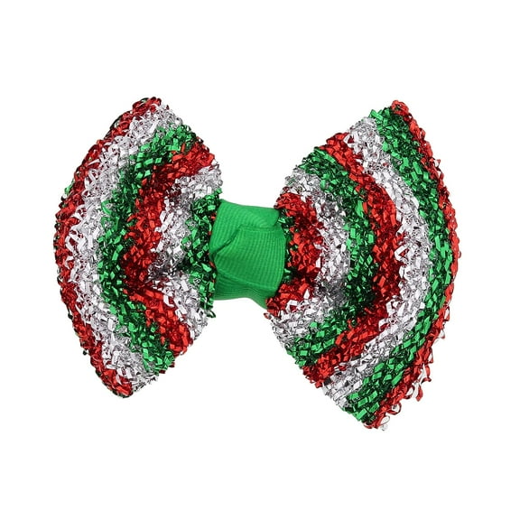Motique Accessories Striped Metallic Christmas Hair Bow, One Size for Teen Girls - Green