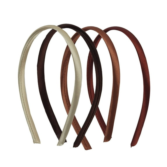 Motique Accessories Thin Headbands for Girls 3/8 inch Satin Headband - Beige Brown Camel Grey