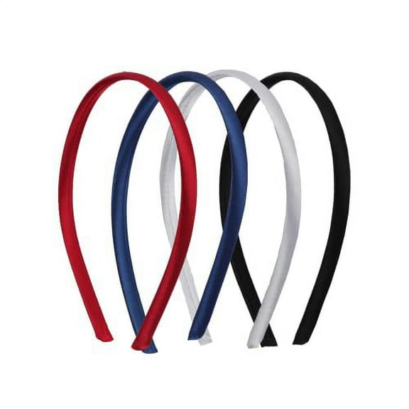 Motique Accessories Thin Headbands for Girls 3/8 inch Satin Headband - Black White Navy Red