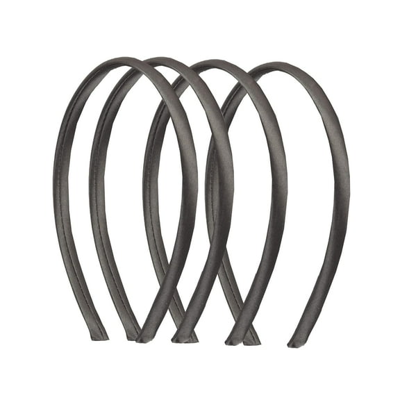Motique Accessories Thin Headbands for Women Solid Plastic Satin 4 Pack - Dark Grey