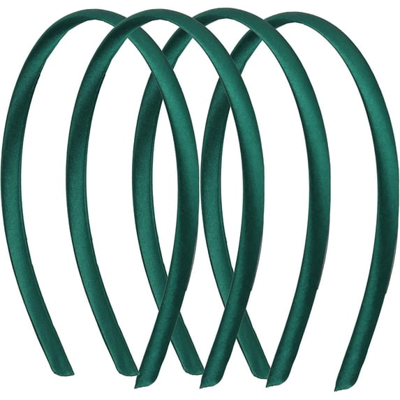 Motique Accessories Thin Headbands for Women Solid Satin 4 pack - Green
