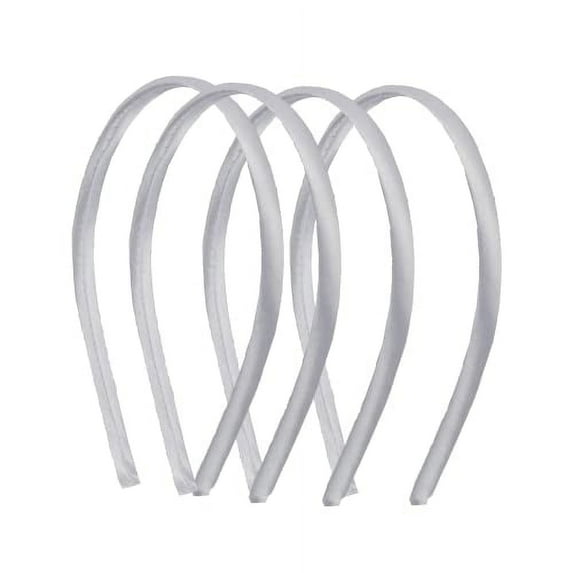 Motique Accessories Thin Headbands for Women Solid Satin 4 Pack - Light Grey