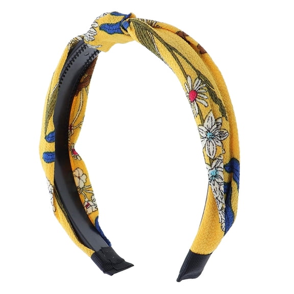 Motique Accessories Turban Knot Headband with Leaves for Adult Female and Girls-Yellow