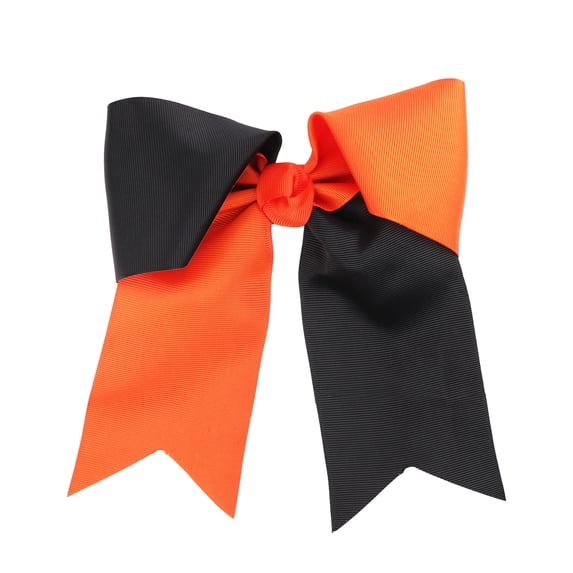 Motique Accessories Two Tone Jumbo Bow Clip with Tails For Adults(Orange & Black)