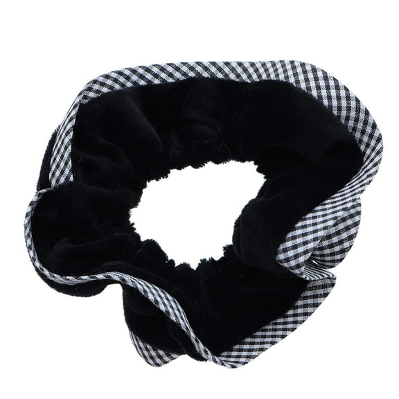 Motique Accessories Velvet Hair Scrunchie with Black Checkered Trim