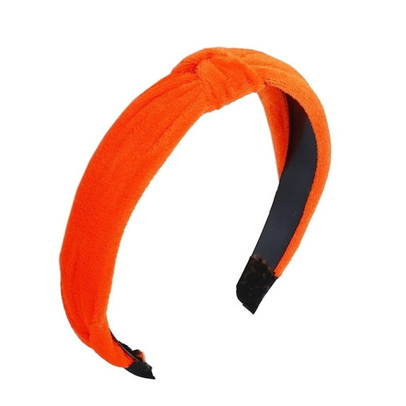 Motique Accessories Velvet Knotted Headbands for Women (Neon Orange)