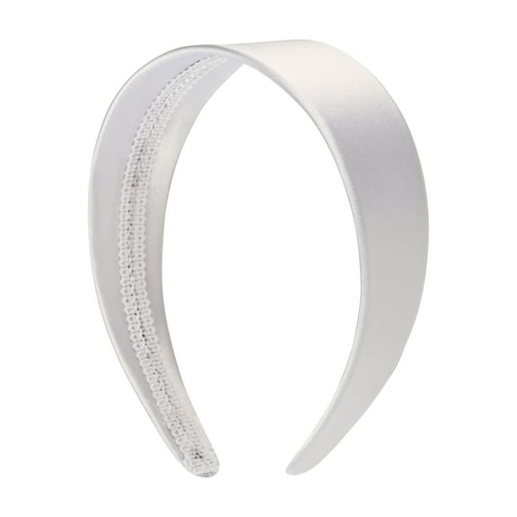 Motique Accessories White 2-inch Wide Satin Hard Headband with No Teeth Headband for Women and Girls