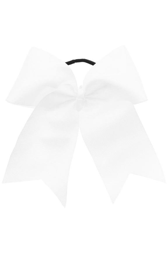 White Jumbo Hair Bow Pony with Tails for Adult Females and Girls
