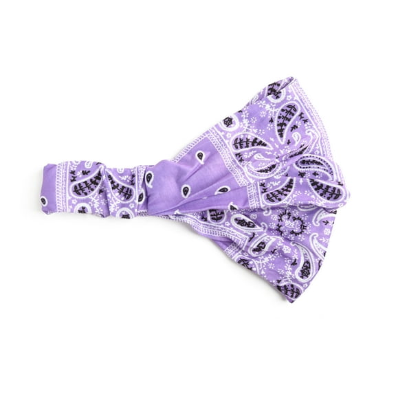 Motique Accessories Wide and Stretchy Cotton Bandana Headwrap, Multiple Colors (Lavender Paisley, Medium)
