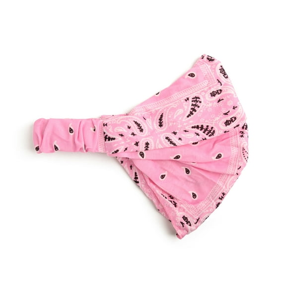 Motique Accessories Wide and Stretchy Cotton Bandana Headwrap, Multiple Colors (Light Pink Paisley, Medium)