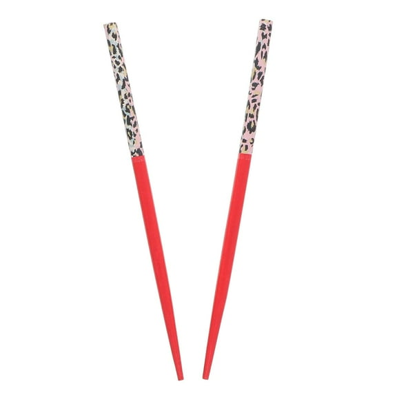 Motique Accessories Wooden Animal Print Hair Sticks for Women - Red