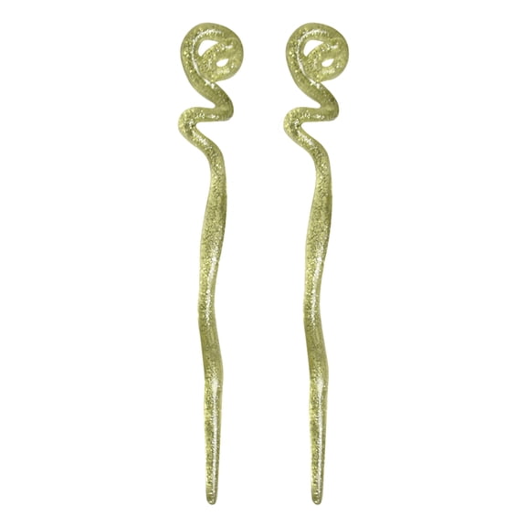 Motique Accessories Yellow Twirl Plastic Hair Sticks with Glitter and Diamonds Chopsticks