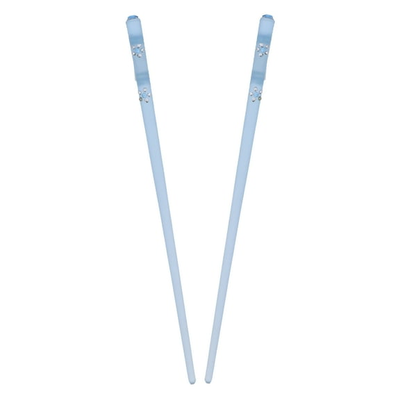 Motique Accessories Blue Clear Hair Stick Chop Sticks with Diamond Flower-One Size, Adults