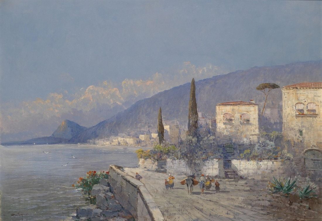 Motiv Aus Capri 1914 Print Canvas Art - Georg Fischhof (24 x 36)