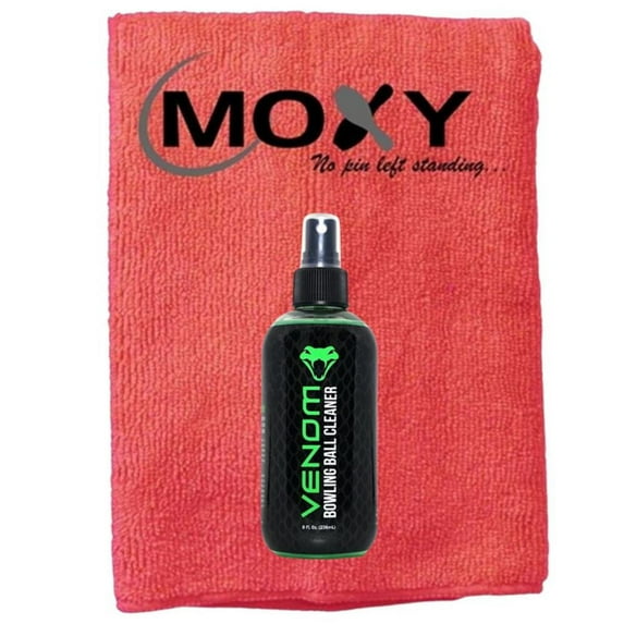 Motiv Venom Bowling Ball Cleaner - 8oz with Moxy Micro Fiber Cleaning Towel (Red)
