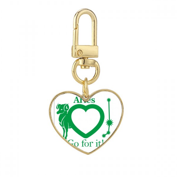 Motivation Constellation Love Aries Gold Heart Keychain Metal Keyring Holder