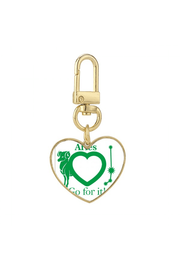 Motivation Constellation Love Aries Gold Heart Keychain Metal Keyring Holder