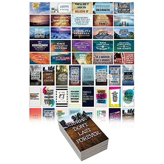Motivation Inspiration Affirmation Cards, 120 Pack, 2 Each of 60 Unique Assorted Designs, by Better Office Products, Encouragement Card Deck, 2" x 3.5" (Business Card Size)