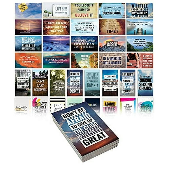 Motivation Inspiration Affirmation Cards, 60 Pack, 60 Unique Assorted Designs, by Better Office Products, Encouragement Card Deck, 2" x 3.5" (Business Card Size)