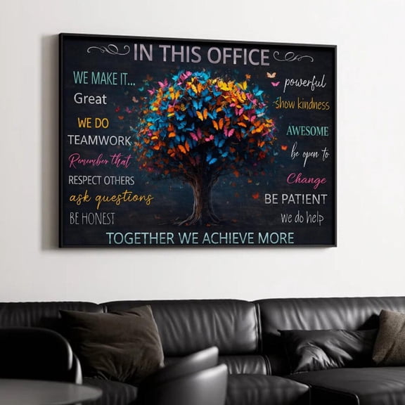 Motivation Inspirational Quote Teamwork Values Illustration Modern Workplace Poster Unframed Paper Print