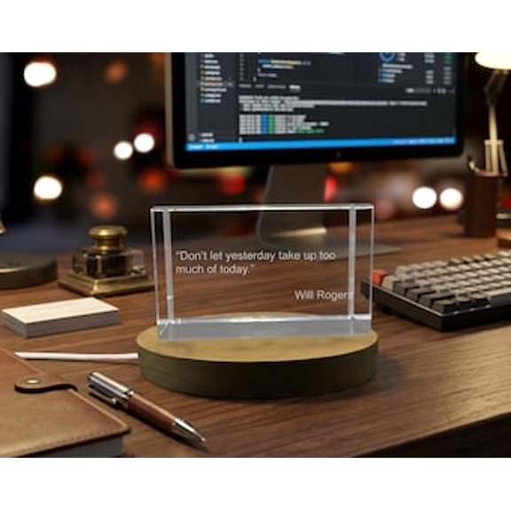 Motivation Quote 3D Engraved Crystal - Medium