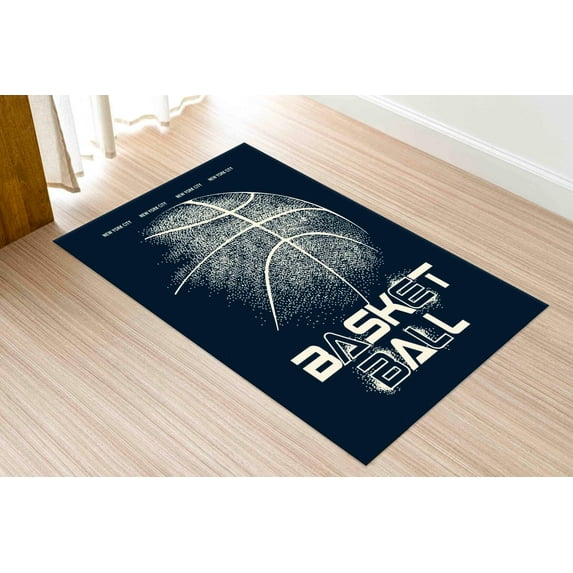 Motivation Rugs, Front Door Rug, Thick Rugs, Man Cave Rug, Basketball Rug, Ball Rugs, Machine Washable Rug, Personalizeds Rugs, Black Rug, 3.3'x6.5' - 100x200 cm