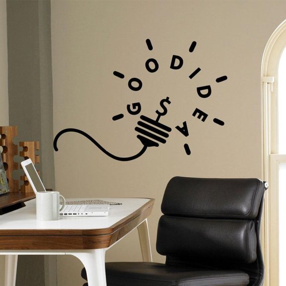 Motivation Wall Decal Good Idea Bulb Vinyl Sticker Office Living Room Art Removable Custom Design Mural Deco 42x30cm