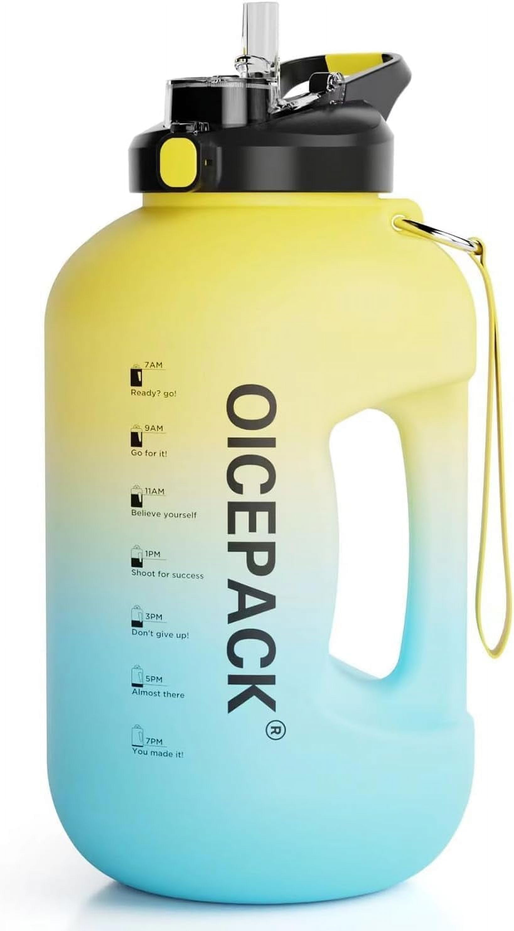 Motivational 1 Gallon Water Bottle with Straw & Chug Lid BPA Free