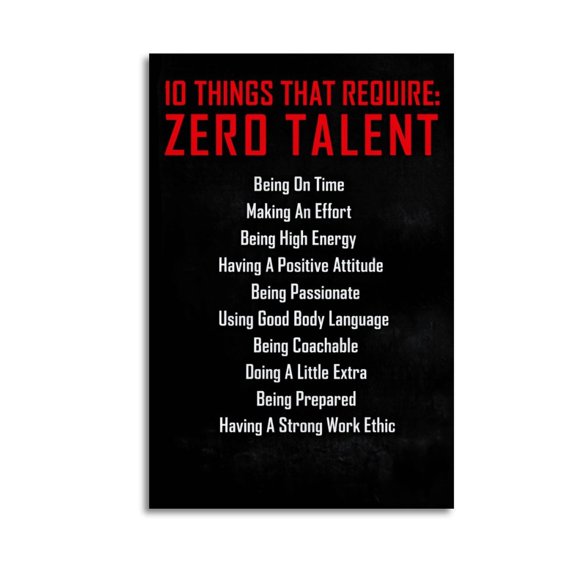 Motivational 10 Things That Require Zero Talent Office Positive Quotes Inspirational-1 Poster Wrapped Wooden Frame Wall Decor,Canvas Wall Art for Living Room,Bedroom,Office,Ready to Hang