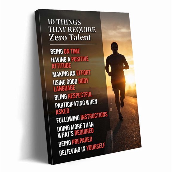 Motivational 10 Things That Require Zero Talent Inspirational Wall Art, Curated Inspirational Theme For Bedroom And Gallery Wall Decor