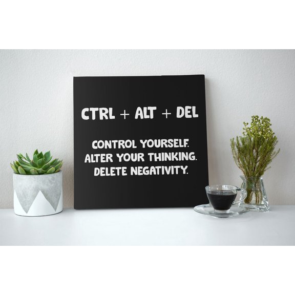 Motivational Art Control Yourself Alter Thinking Delete Negativity, Unframed Poster